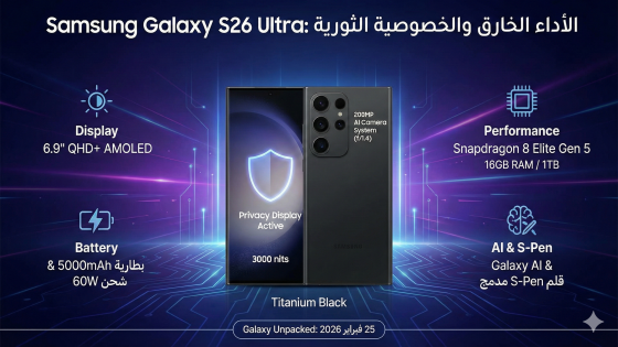 مراجعة وتسريبات هاتف جالاكسي S26 ألترا (Galaxy S26 Ultra): المميزات والتطويرات الجديدة