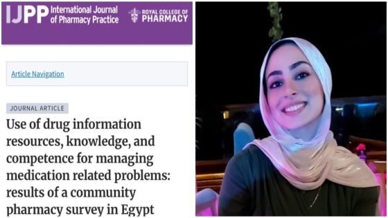 بحث للدكتورة رنا أحمد طمان يحظى باهتمام دولي وينشر في المجلة الدولية للممارسة الصيدلانية